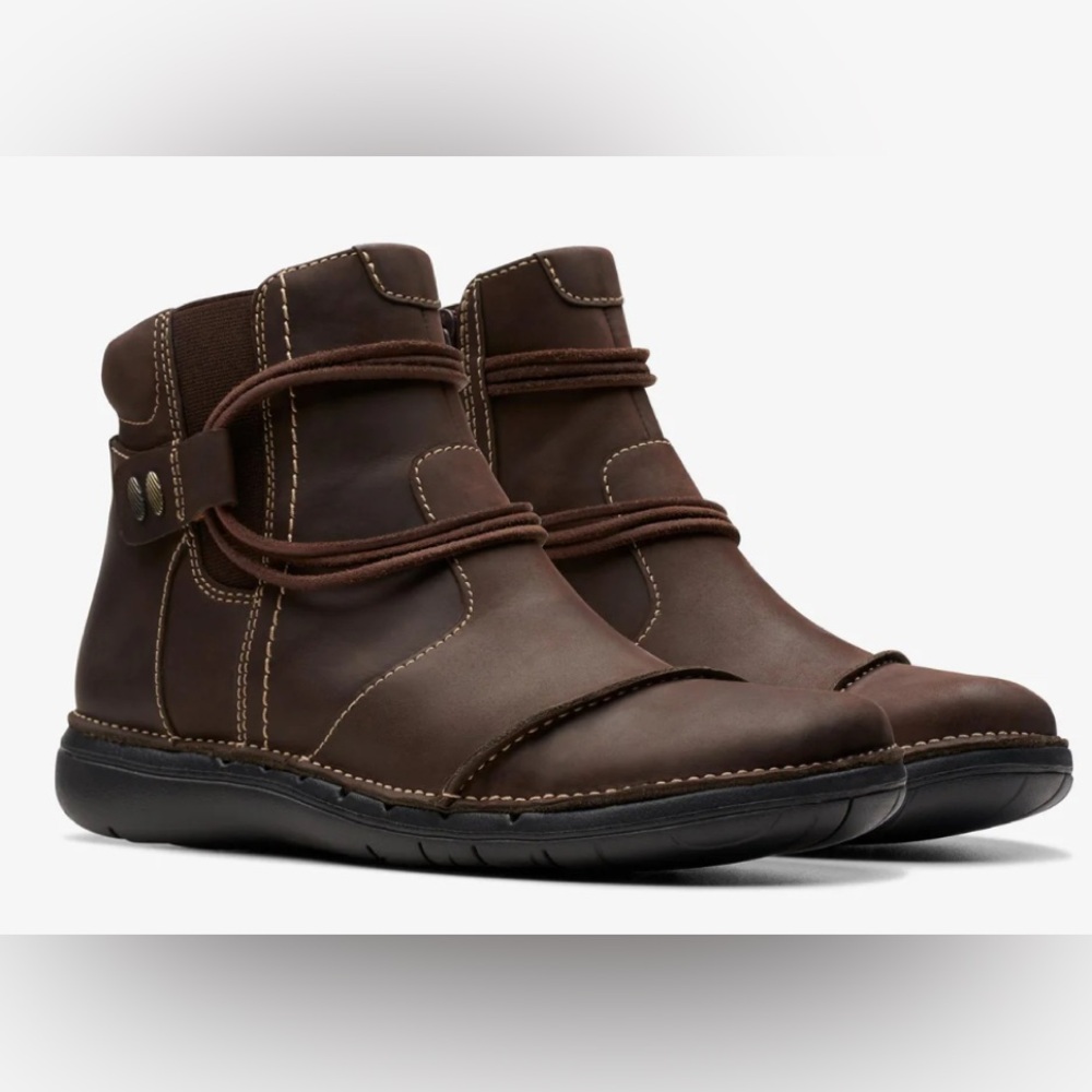 Clarks Dark Brown Ankle Booties
